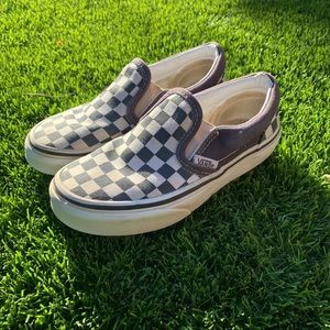 Kids checkerboard slip on vans
